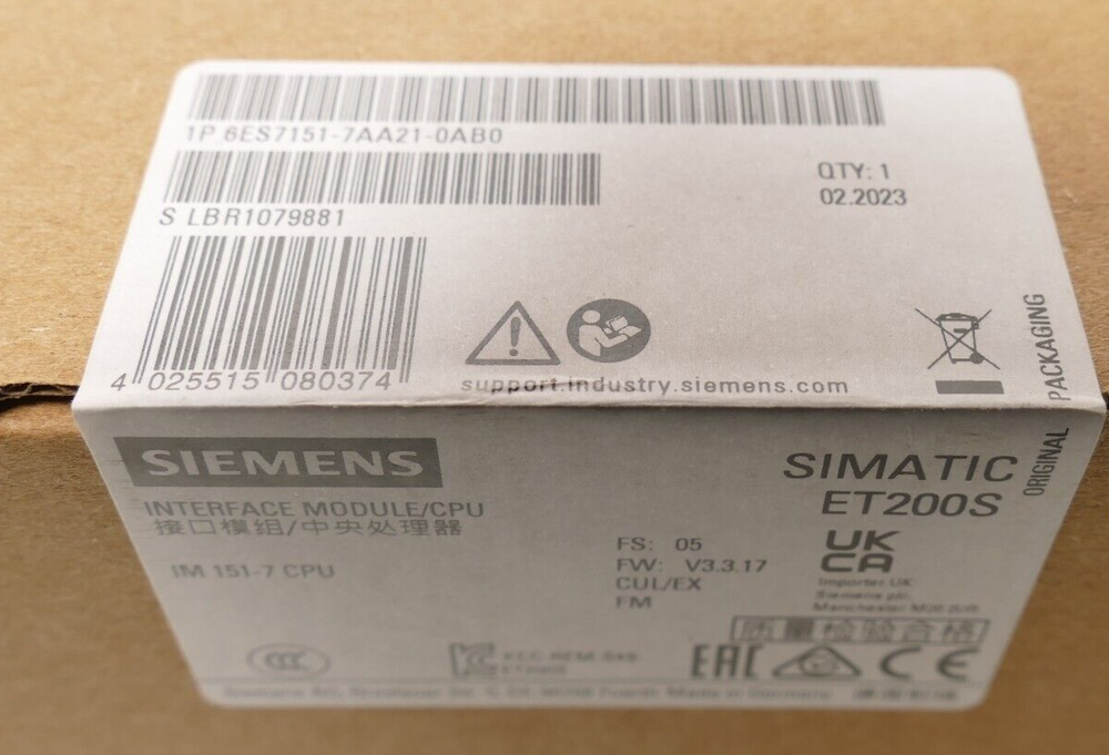 Siemens SIMATIC ET200S | 6ES7151-7AA21-0AB0 | 6ES7 151-7AA21-0AB0 | FS:05-