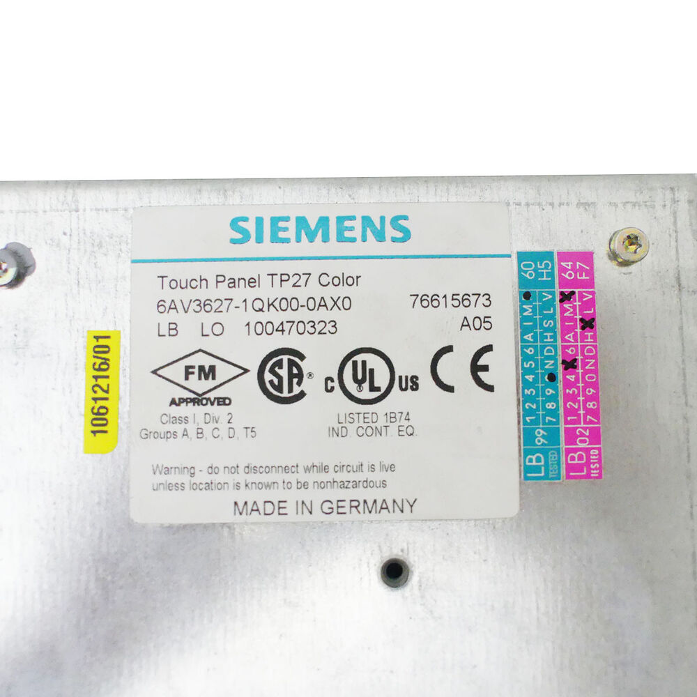 SIEMENS SIMATIC 6AV3627-1QK00-0AX0 6AV3 627-1QK00-0AX0 TOUCH PANEL A05 -used-- UPS / Fedex / DHL