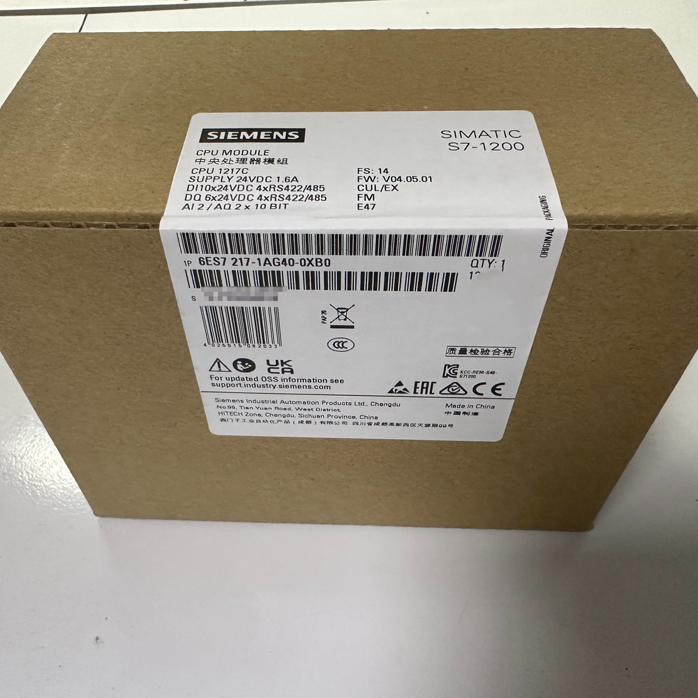 New Siemens 6ES7217-1AG40-0XB0 6ES7 217-1AG40-0XB0 SIMATIC S7-1200 CPU 1217C
