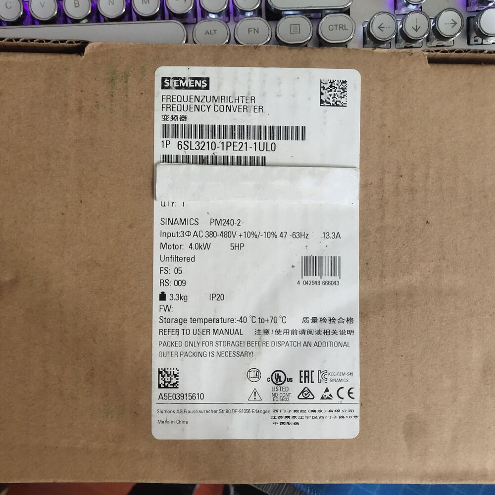 New Siemens 6SL3210-1PE21-1UL0 6SL32101PE211UL0 SINAMICS PM240-2 Unfiltered