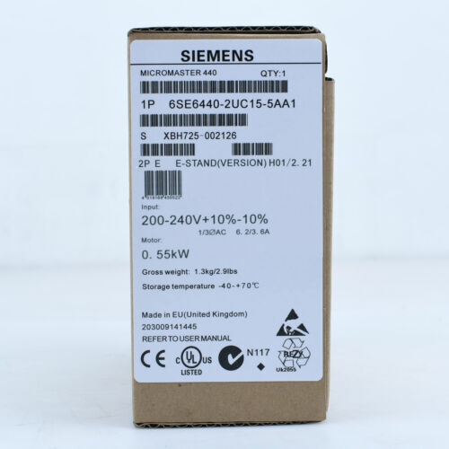 New Siemens 6SE6 440-2UC15-5AA1 6SE6440-2UC15-5AA1 MICROMASTER440 without filter