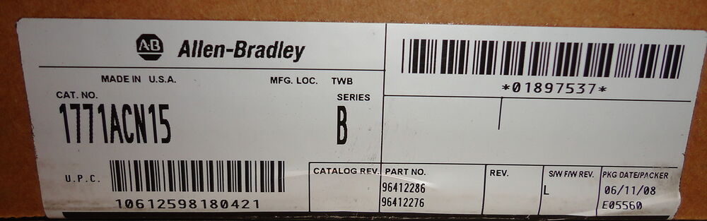 ALLEN BRADLEY 1771-ACN15 CONTROLNET ADAPTER MODULE AB 1771-ACN15 SERIES B NEW DHL / UPS / FedEx