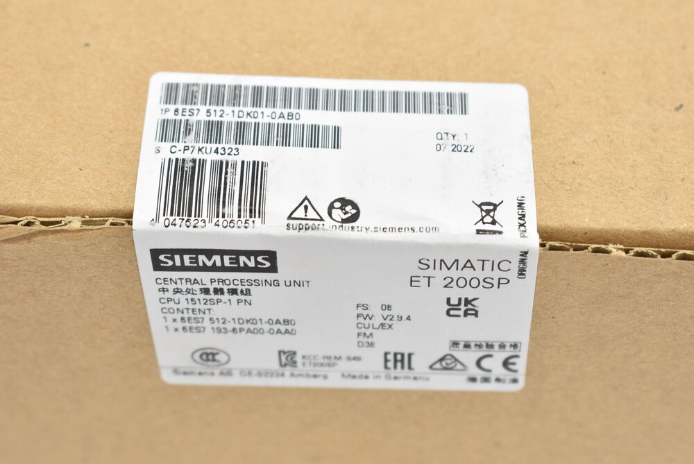 New Siemens CPU 1512SP-1 PN for ET 200SP 6ES7512-1DK01-0AB0 6ES7 512-1DK01-0AB0