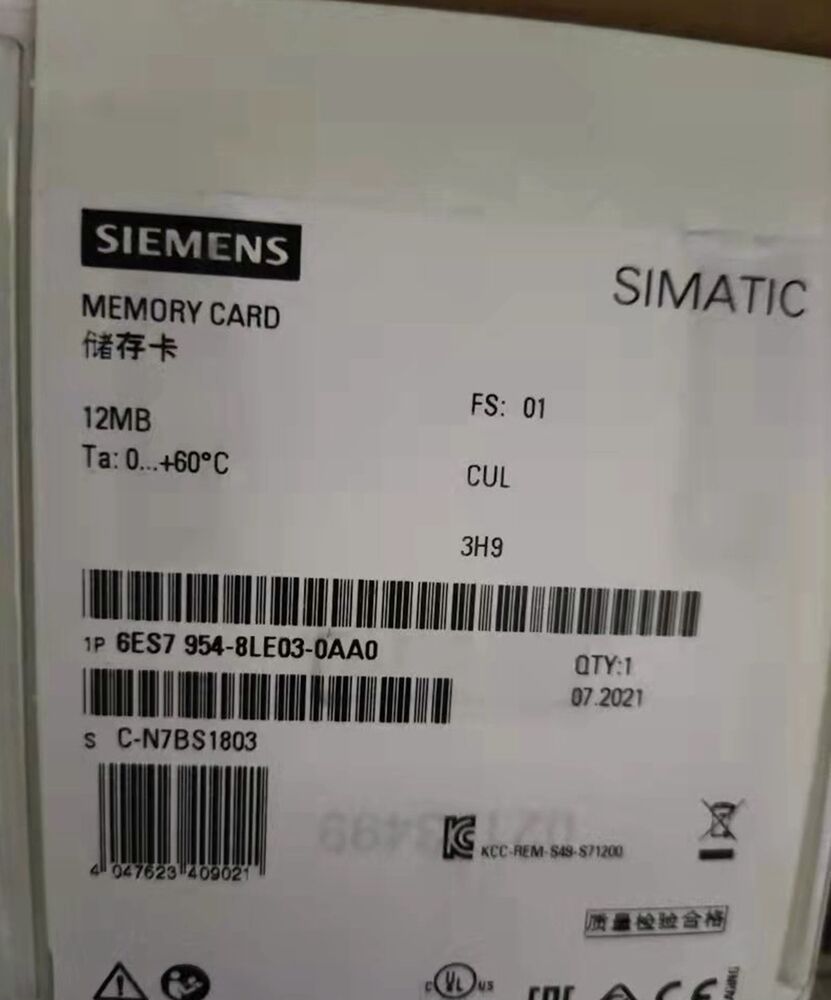 NEW Siemens SIMATIC 12Mb MMC S7-1X00 CPU 6ES7954-8LE03-0AA0 6ES7 954-8LE03-0AA0 DHL / UPS / FedEx
