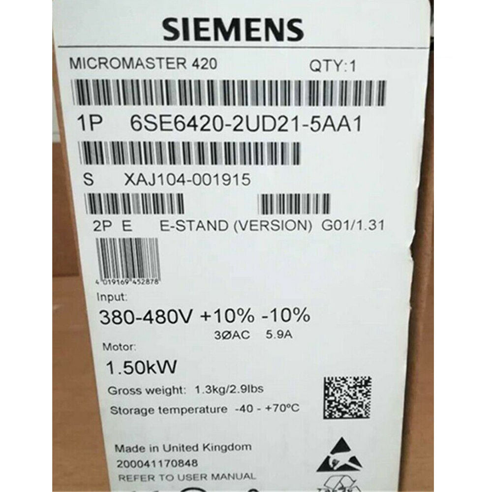SIEMENS NEW 6SE6420-2UD21-5AA1 6SE6 420-2UD21-5AA1 PLC DRIVE 2HP 1.5 KW DHL / UPS / FedEx
