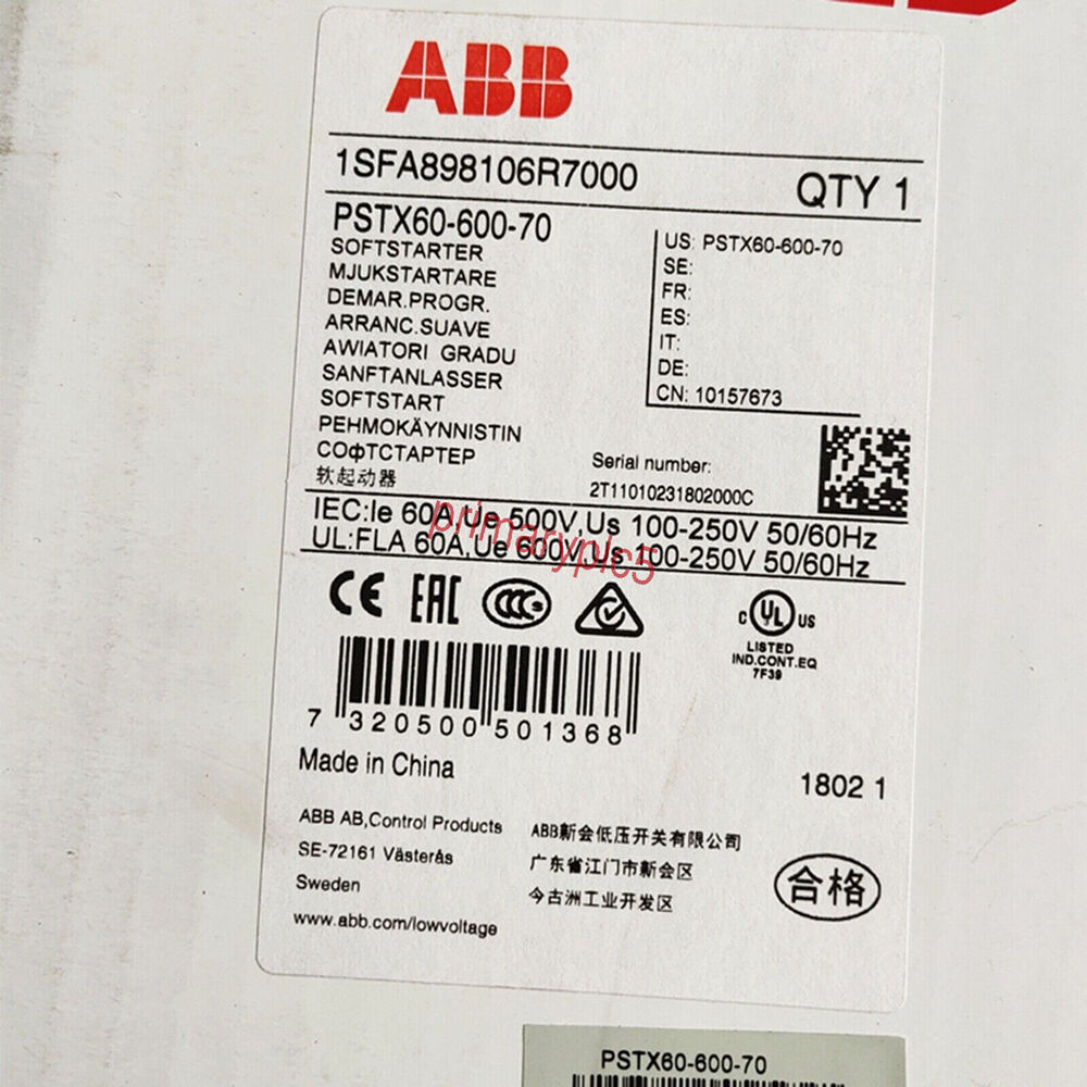 NEW ABB PSTX60-600-70 1SFA898106R7000 Soft Starter