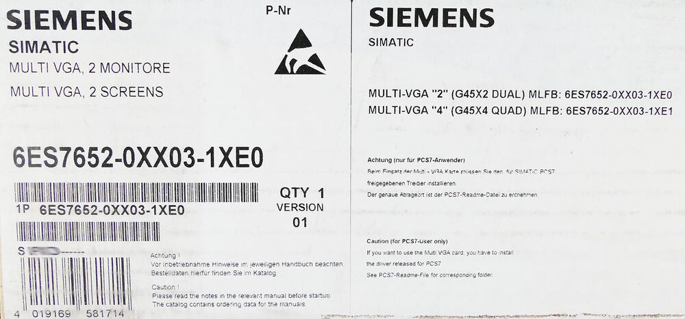 SIEMENS SIMATIC S7 6ES7652-0XX03-1XE0 6ES7 652-0XX03-1XE0 Vers. 1 - Unused -- UPS / Fedex / DHL
