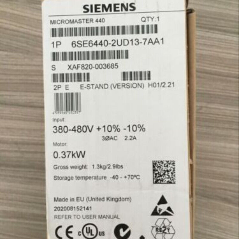 New Siemens 6SE6440-2UD13-7AA1 6SE64402UD137AA1 MICROMASTER440 without filter