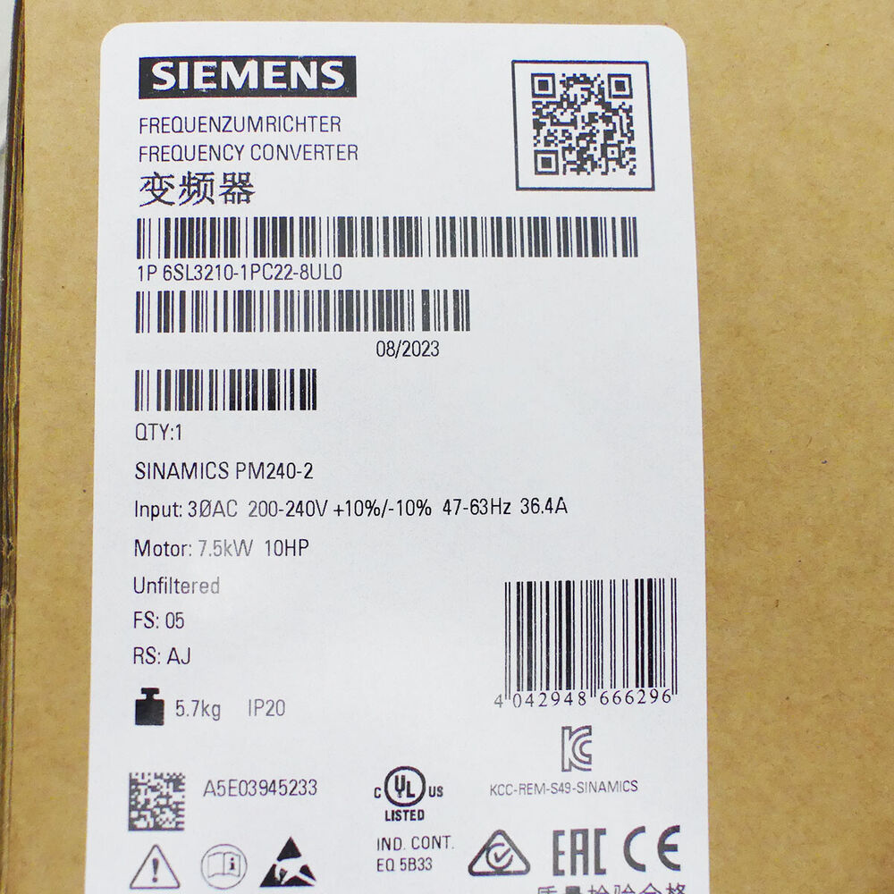 SIEMENS SINAMICS PM240-2 6SL3210-1PC22-8UL0 6SL3 210-1PC22-8UL0 FS: 05 -new-- UPS / Fedex / DHL