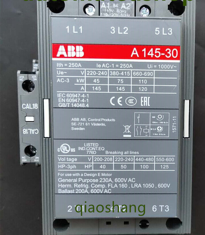 Brand new ABB A145-30-11 AC contactor Free Expedited Shipping