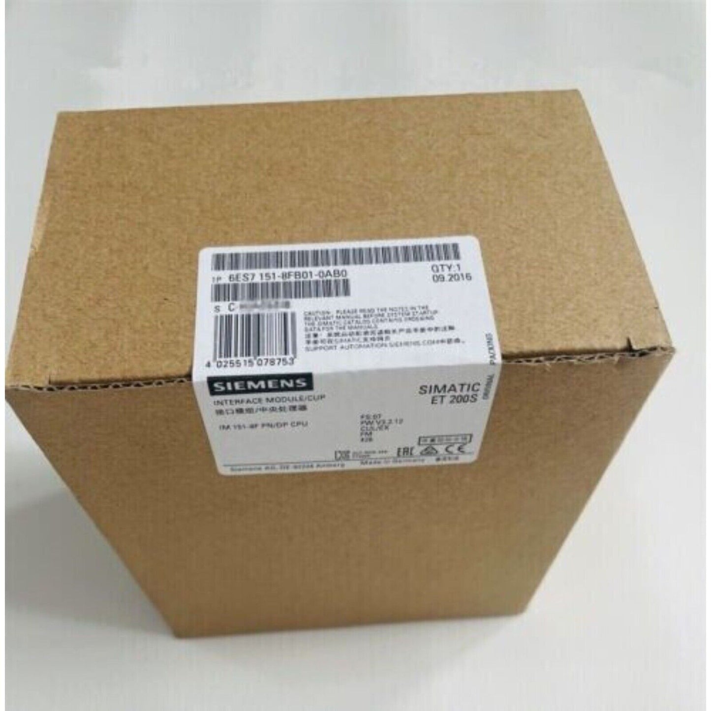 NewSiemens 6ES7151-8FB01-0AB0 6ES7 151-8FB01-0AB0 DP IM151-8F PN/DP CPU f ET200S
