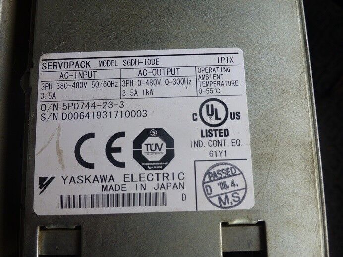1PC USED YASKAWA AC SERVO DRIVER SGDH-10DE FREE EXPEDITED SHIPPING DHL / UPS / FedEx