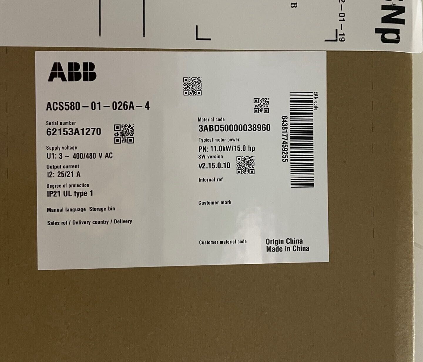 ACS580-01-026A-4 brand new ABB Frequency converters ,ACS58001026A4,fast shipping