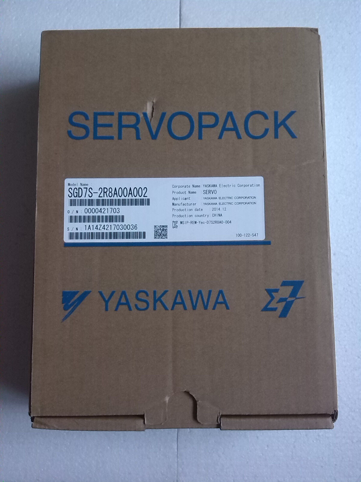 NEW YASKAWA AC SERVO DRIVER SGD7S-2R8A00A002 FREE EXPEDITED SHIPPING DHL / UPS / FedEx