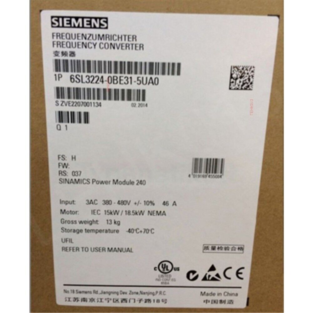 New Siemens 6SL3224-0BE31-5UA0 6SL32240BE315UA0 G120 PM 240 Power Module