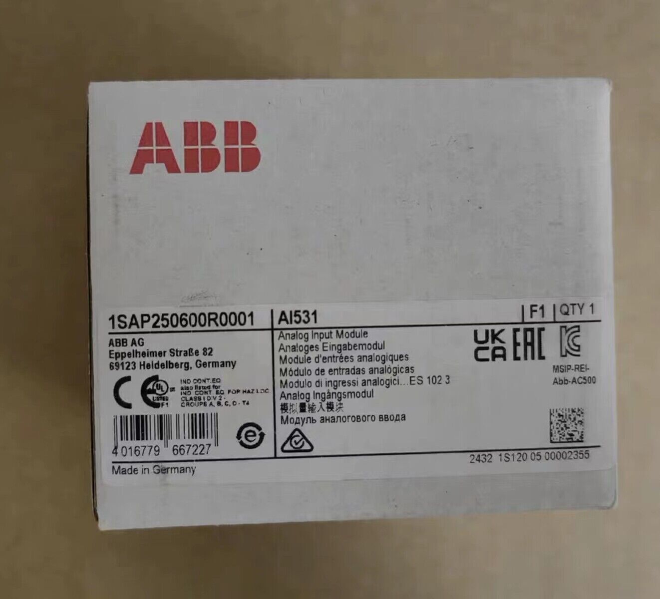 1pc ABB AI531 analog module 1SAP250600R0001