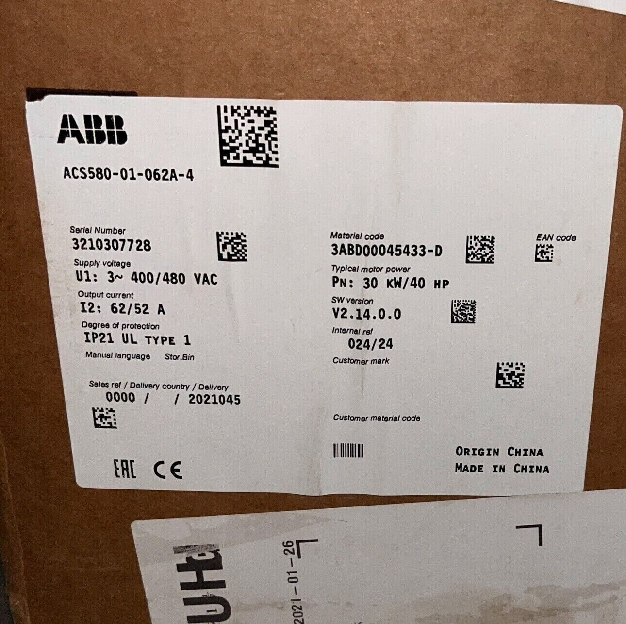 ACS580-01-062A-4 brand new ABB Frequency converters ,ACS58001062A4,fast shipping