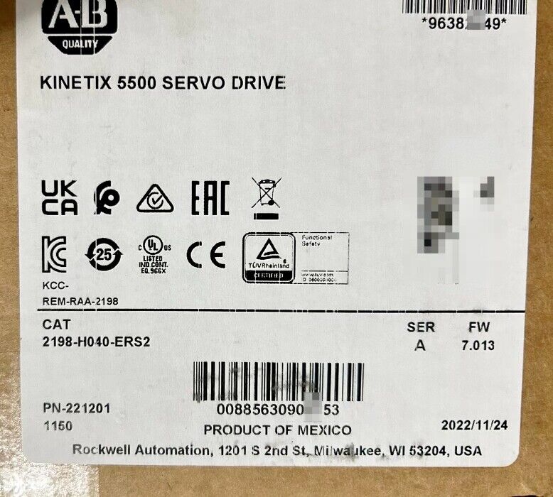 Allen Bradley 2198-H040-ERS2 Kinetix 5500 SERVO DRIVE DHL / UPS / FedEx