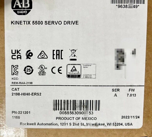 Allen Bradley 2198-H040-ERS2 Kinetix 5500 SERVO DRIVE DHL / UPS / FedEx