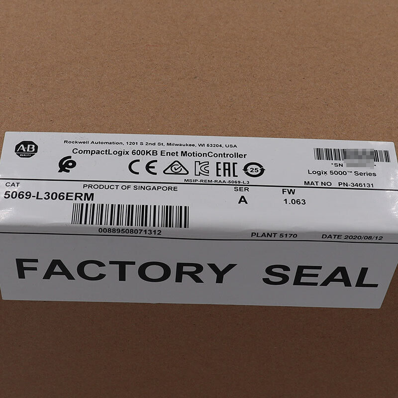 2023 New AB Allen-Bradley 5069-L306ERM /A CompactLogix 600KB Factory Sealed US DHL / UPS / FedEx