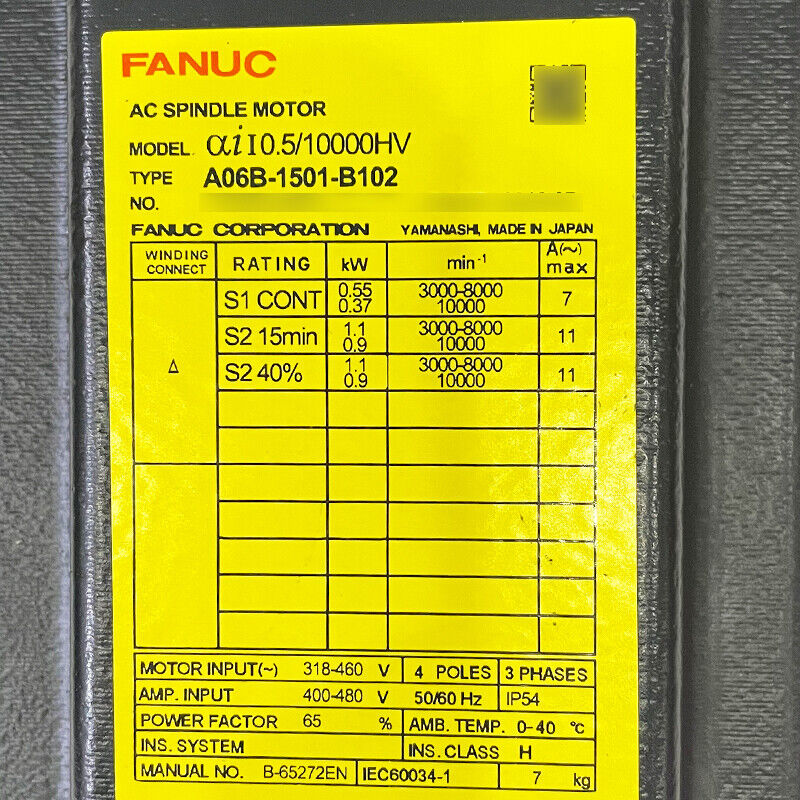 NEW ORIGINAL FANUC A06B-1501-B102 SERVO MOTOR A06B1501B102 EXPEDITED SHIPDHL / UPS / FedEx
