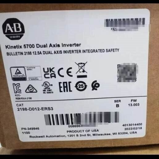 New Allen Bradley 2198-D012-ERS3 SER B Kinetix 5700 Dual Axis Inverter Module US UPS / DHL / Fedex
