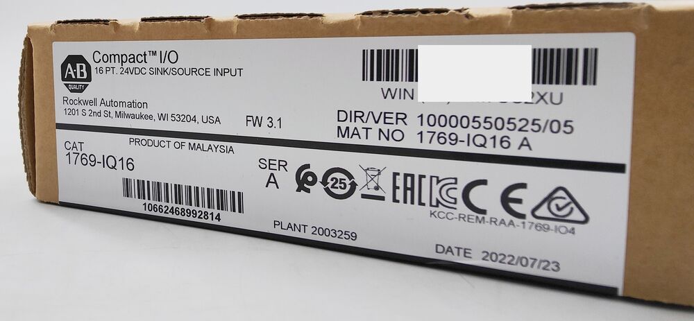 NEW Sealed Allen-Bradley 1769-IQ16 SER/A CompactLogix 16 Pt 24VDC D/I Module DHL / UPS / FedEx