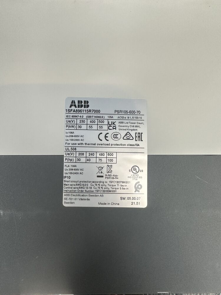 ABB PSR105-600-70 FREE SHIPPING US STOCK