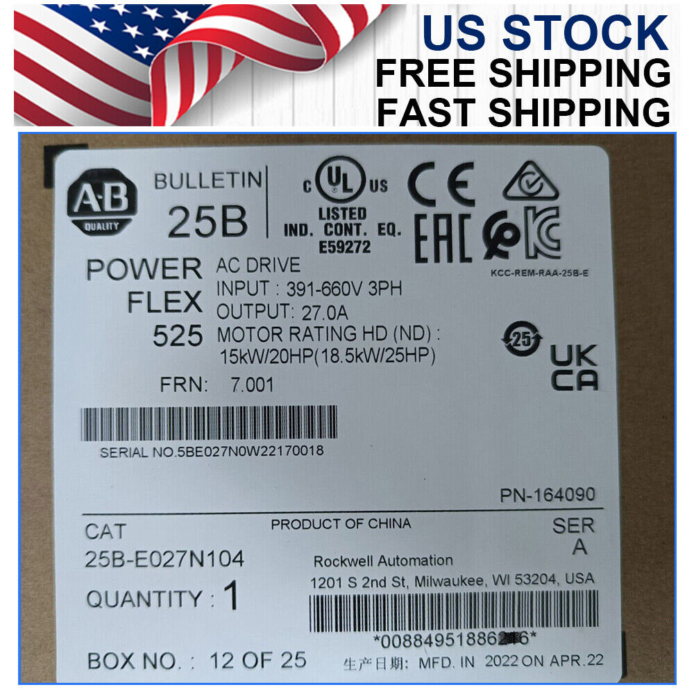 AB 25B-E027N104 New ALLEN BRADLEY 25B-E027N104 AC VFD Variable Frequency Drive DHL / UPS / FedEx