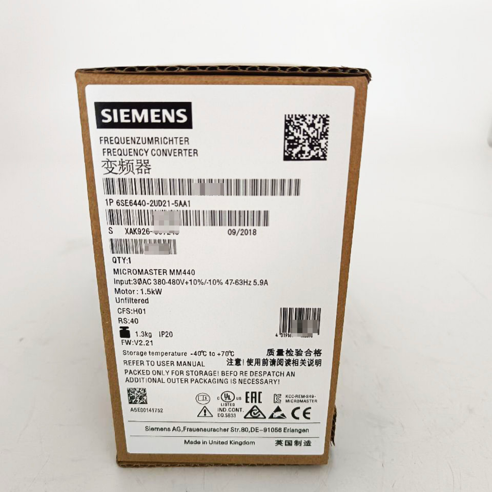 New Siemens 6SE6 440-2UD21-5AA1 6SE6440-2UD21-5AA1 MICROMASTER440 without filter