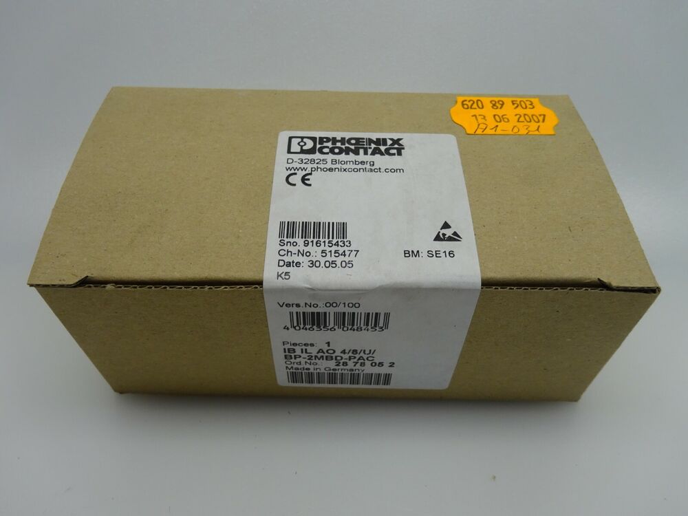 Phoenix Contact 2878052 Analog Ausgabeklemme IB IL Ao 4/8/ & / BP 2MBD PAC