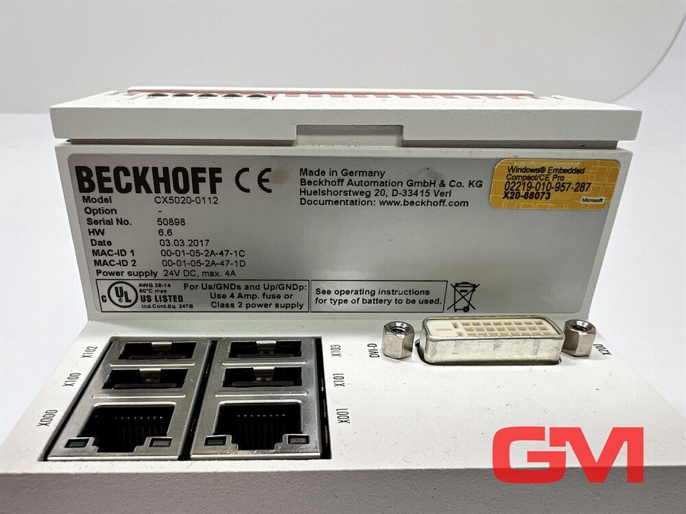 Beckhoff Cpu-Grundmodul CX5020-0112 CPU Base Unit CX5020 Module Hw 6.6