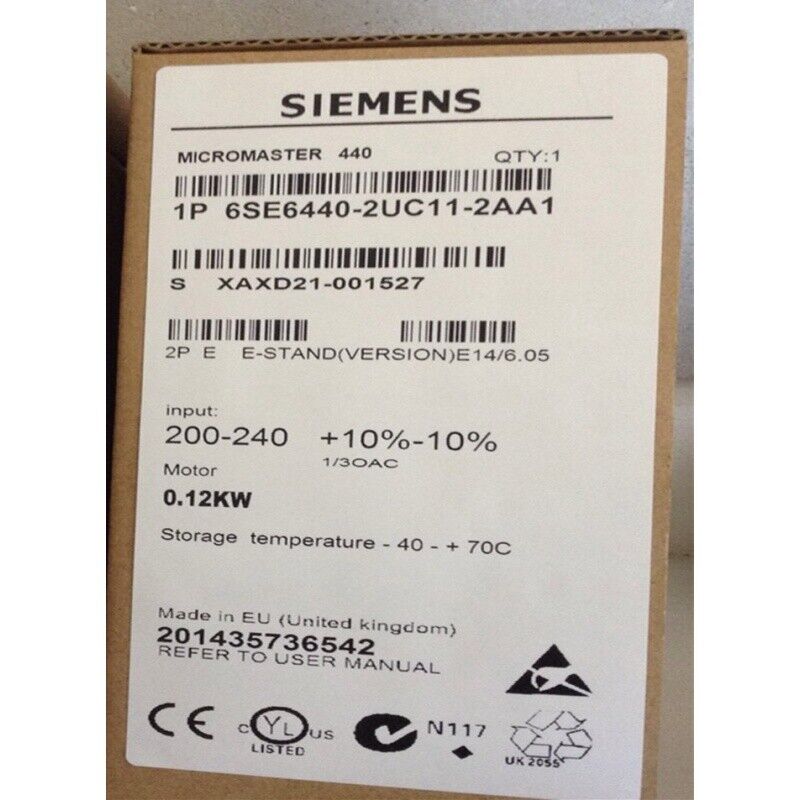 New Siemens 6SE6440-2UC11-2AA1 6SE64402UC112AA1 MICROMASTER440 without filter