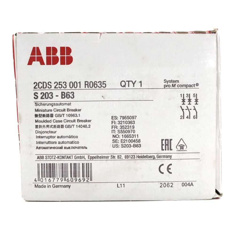 New One ABB fuse machine S203-B63 2CDS253001R0635 original packaging-