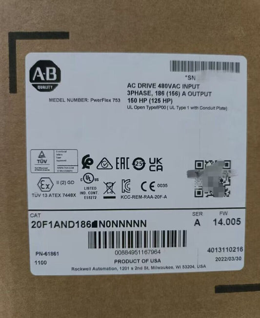 NEW AB 20F1AND186JN0NNNNN Allen Bradley 20F1AND186JN0NNNNN US Shipping Fedex or DHL