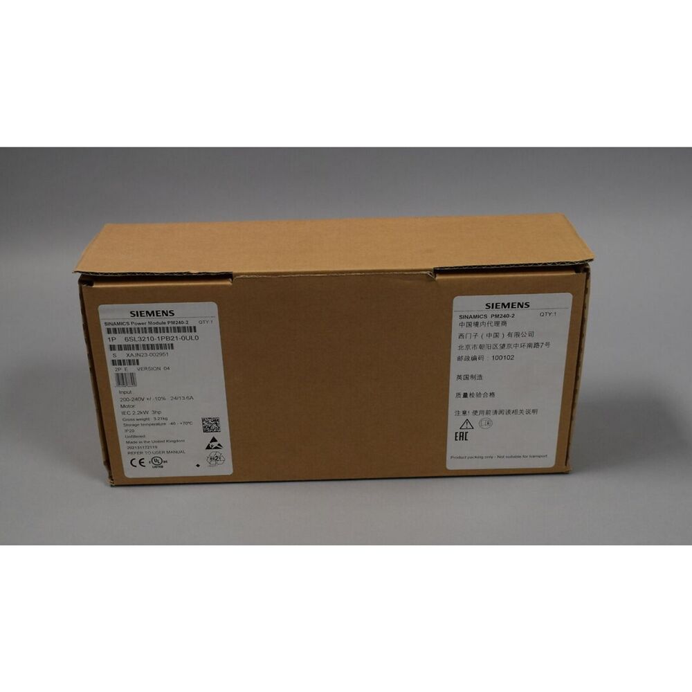 New Siemens 6SL3210-1PB21-0UL0 6SL3 210-1PB21-0UL0 SINAMICS PM240-2 Unfiltered