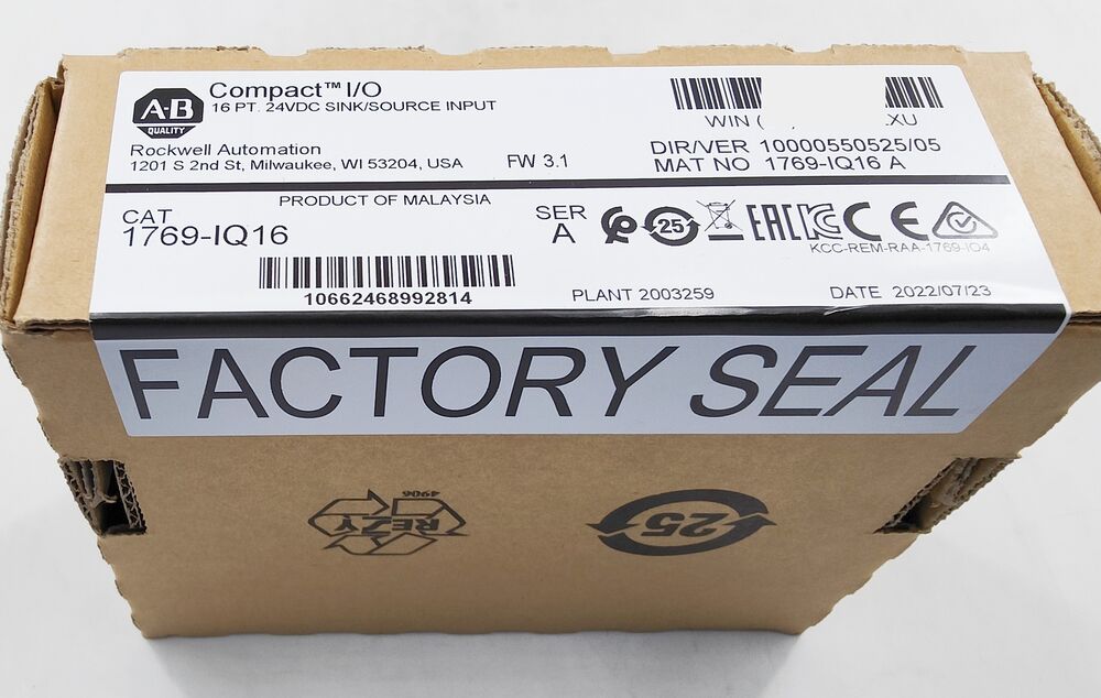 NEW Sealed Allen-Bradley 1769-IQ16 SER/A CompactLogix 16 Pt 24VDC D/I Module DHL / UPS / FedEx