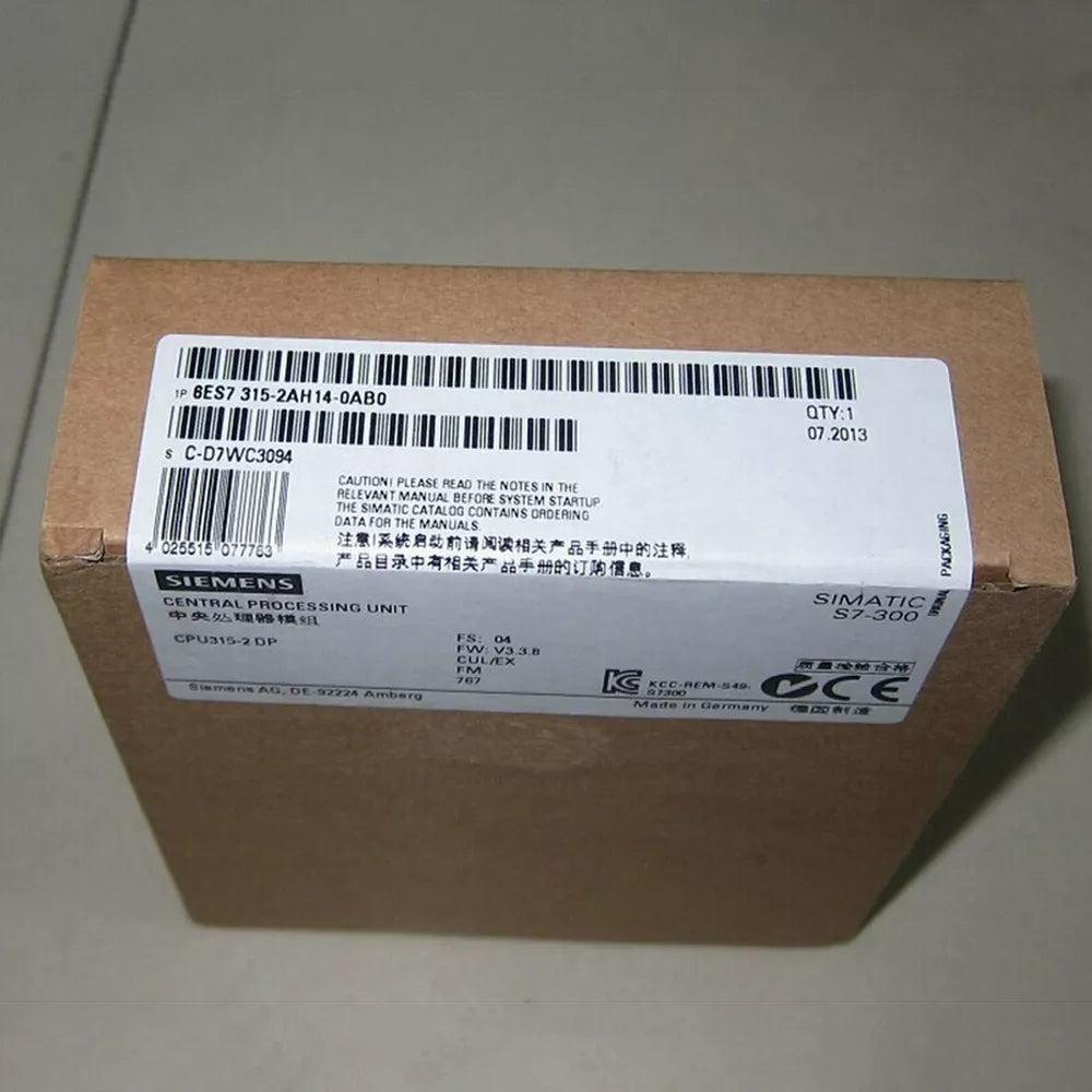 1PC Siemens 6ES7315-2AH14-0AB0 PLC CPU 315 6ES73152AH140AB0 New In Box DHL / UPS / FedEx
