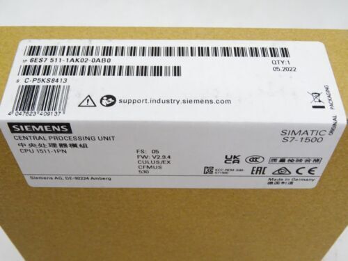 New Siemens 6ES7511-1AK02-0AB0 6ES7 511-1AK02-0AB0 SIMATIC S7-1500 CPU 1511-1 PN