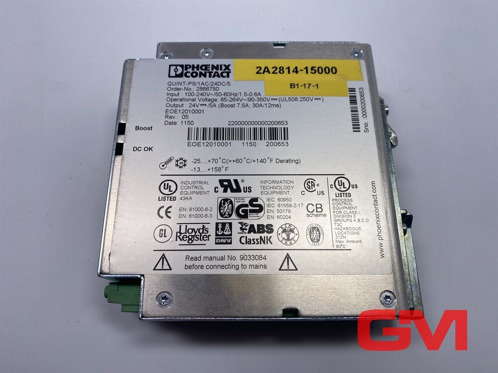 Phoenix Contact Power Supply Quint-ps/1ac/24dc/5 2866750