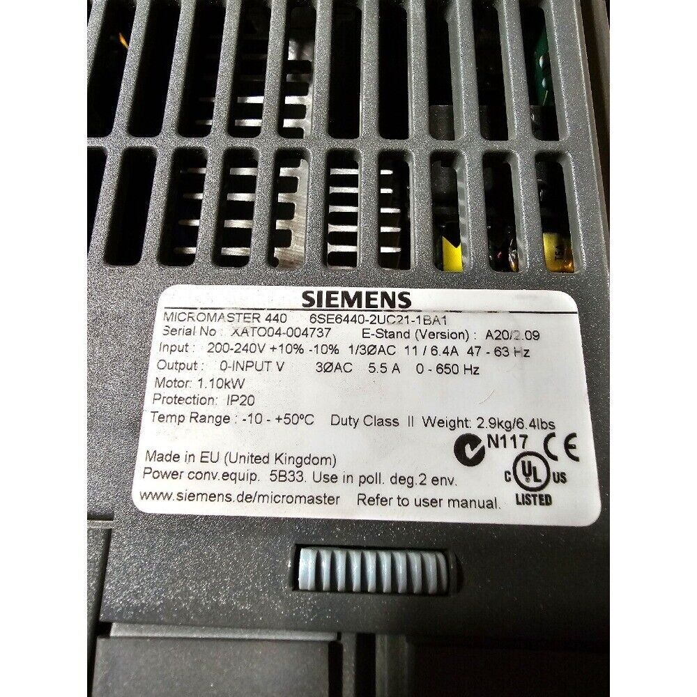 New Siemens 6SE6440-2UC21-1BA1 6SE64402UC211BA1 MICROMASTER440 without filter