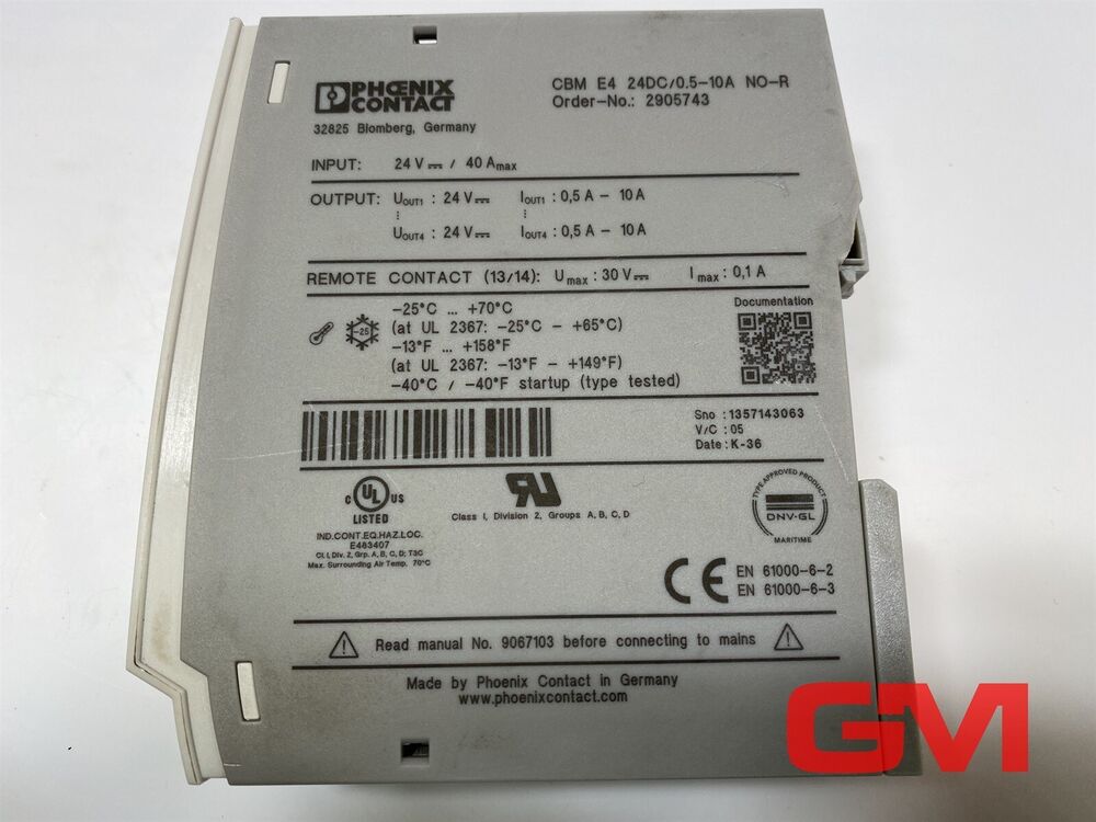 Phoenix Contact Circuit Breaker Cbm E4 24dc/0.5-10a No-r