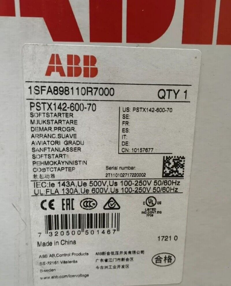 ABB PSTX142-600-70 Soft Starter PSTX142-600-70 New in Box Fast Shipping 1pcs