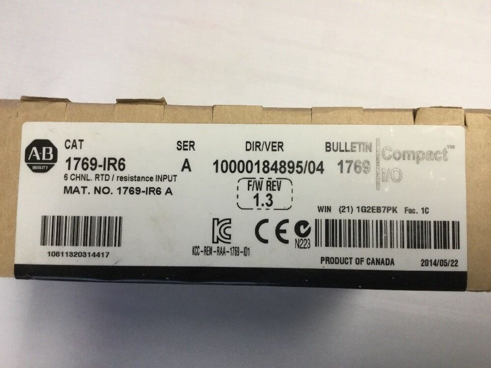 1PC New 1769-IR6 SER A CompactLogix 6 Pt RTD Module 1769IR6 Expedited Shipping DHL / UPS / FedEx