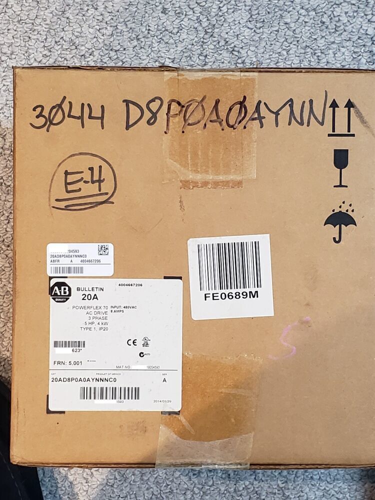 Allen Bradley 20AD8P0A0AYNNNC0 PowerFlex 70 AC Drive, 5Hp, 3 Phase 480VAC NEW! DHL / UPS / FedEx