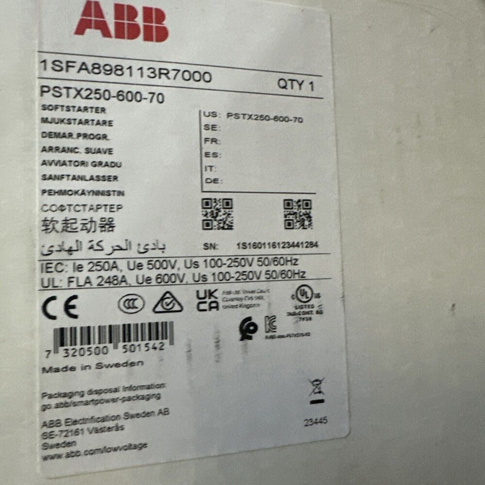 ABB PSTX250-600-70 Soft Start PSTX250-600-70 New in Box Fast Shipping 1pcs