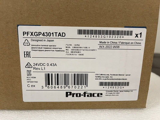 1PC New Pro-face PFXGP4301TAD HMI Touch Screen In Box Expedited Shipping DHL / UPS / FedEx
