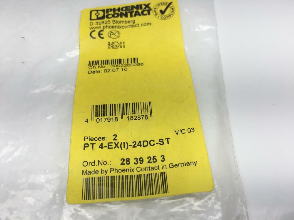 Phoenix Contact Overvoltage Protection Plug 2839253 Relay PT 4-ex (I) -24dc-st