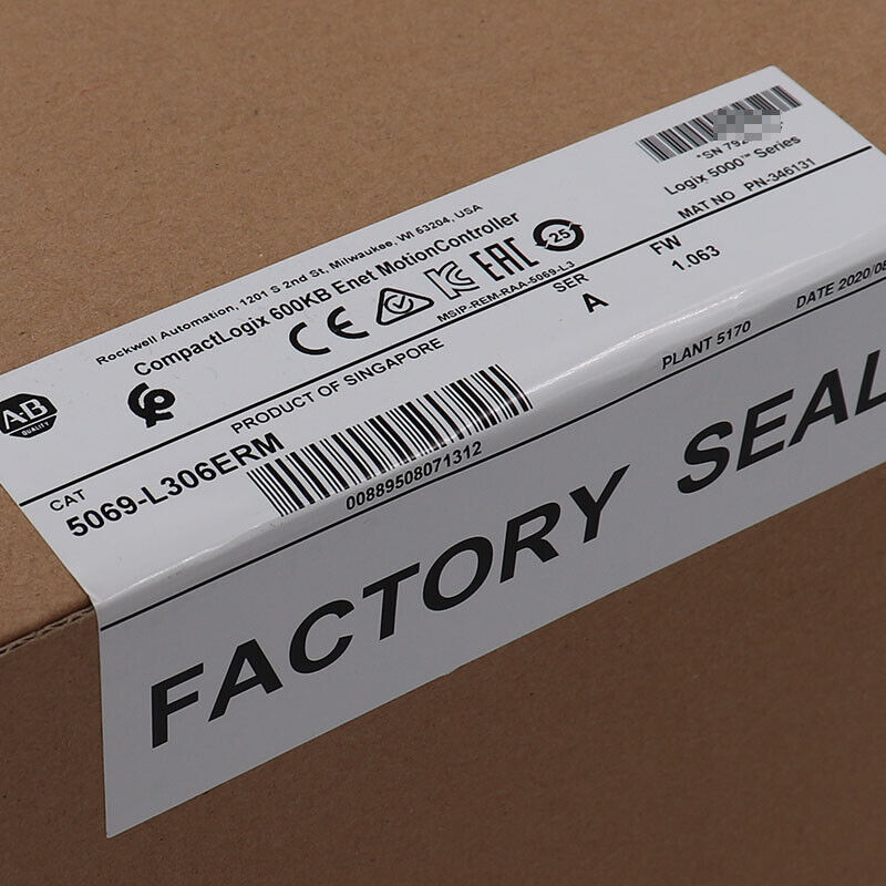 2023 New AB Allen-Bradley 5069-L306ERM /A CompactLogix 600KB Factory Sealed US DHL / UPS / FedEx