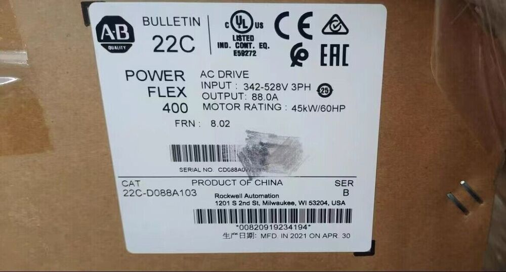 New Sealed AB 22C-D088A103 PowerFlex 400 45 kW 60 HP AC Drive 22CD088A103 DHL / UPS / FedEx